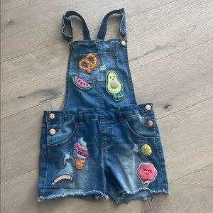 Cat & Jack denim short overalls L (10-12 Girls) Ice Cream Cones Fruit Patches